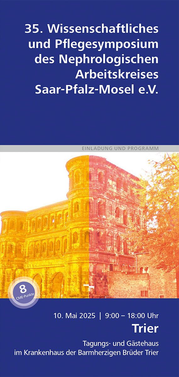 Flyer – 35. Wissenschaftliches und Pflegesymposium des Nephrologischen Arbeitskreises Saar-Pfalz-Mosel e.V.